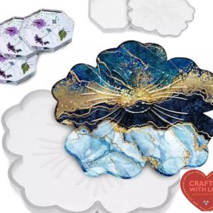 Silicon Flower and hexagonal Coaster Epoxy Resin Molds